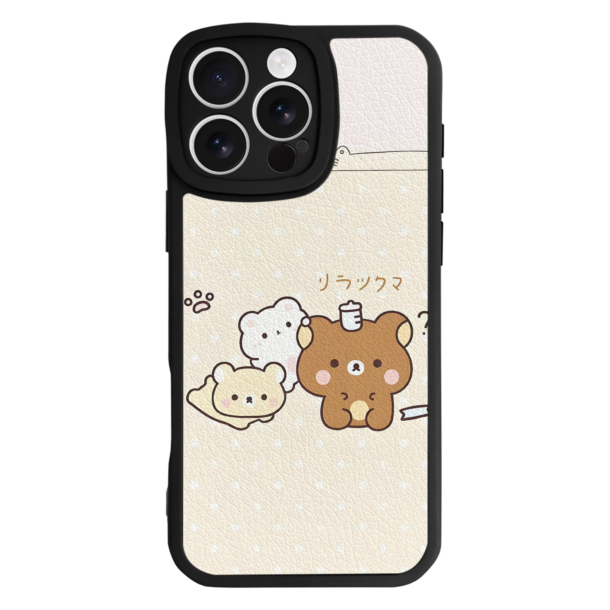 （画像用） リラックマ リラックマ キイロイトリ Rilakkuma Korilakkuma Kiiroitori 【iPhone 16シリーズ対応】シリコンスマホケース（レザー調） 材質：シリコン